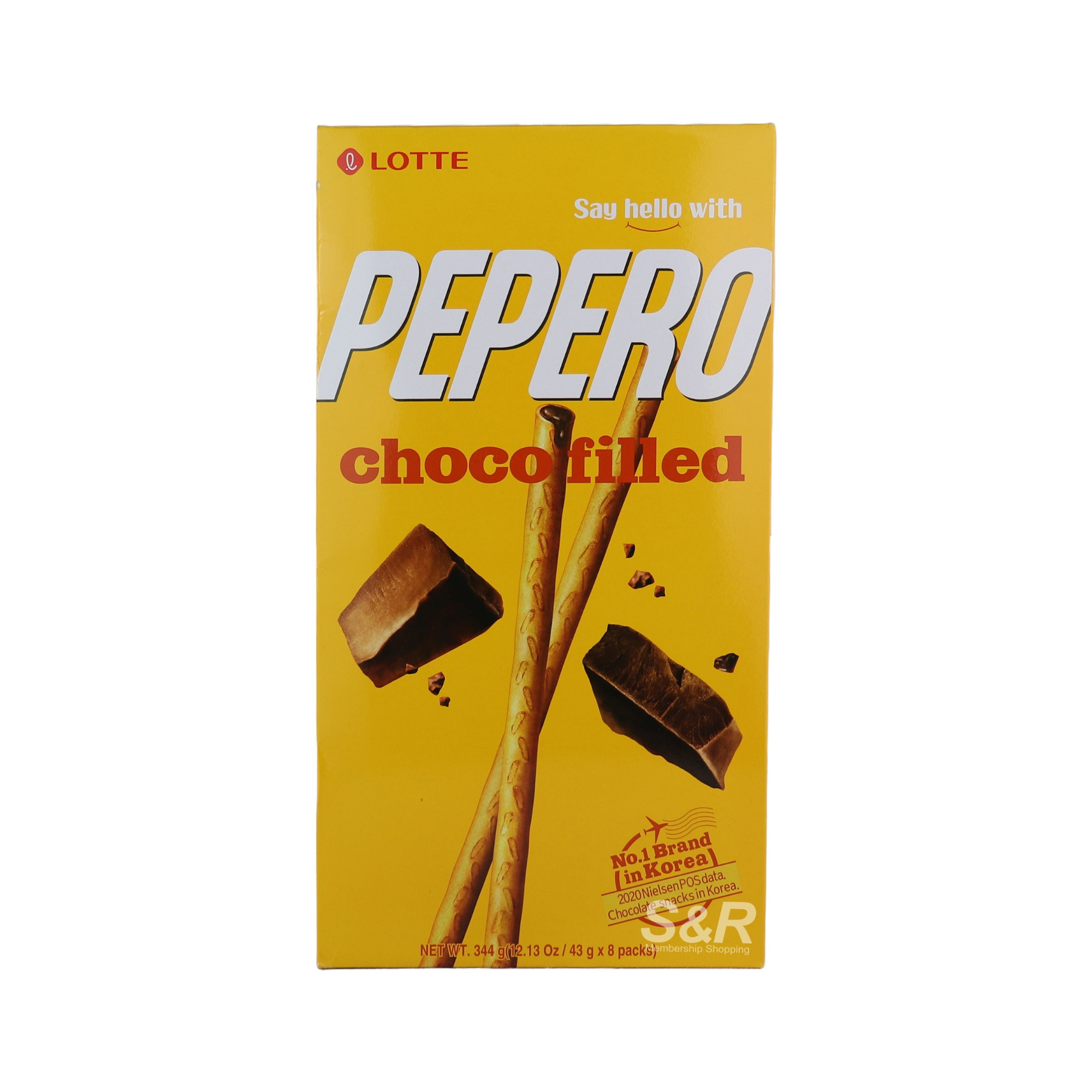 Lotte Pepero Choco Filled Biscuit Sticks (43g x 8pcs)